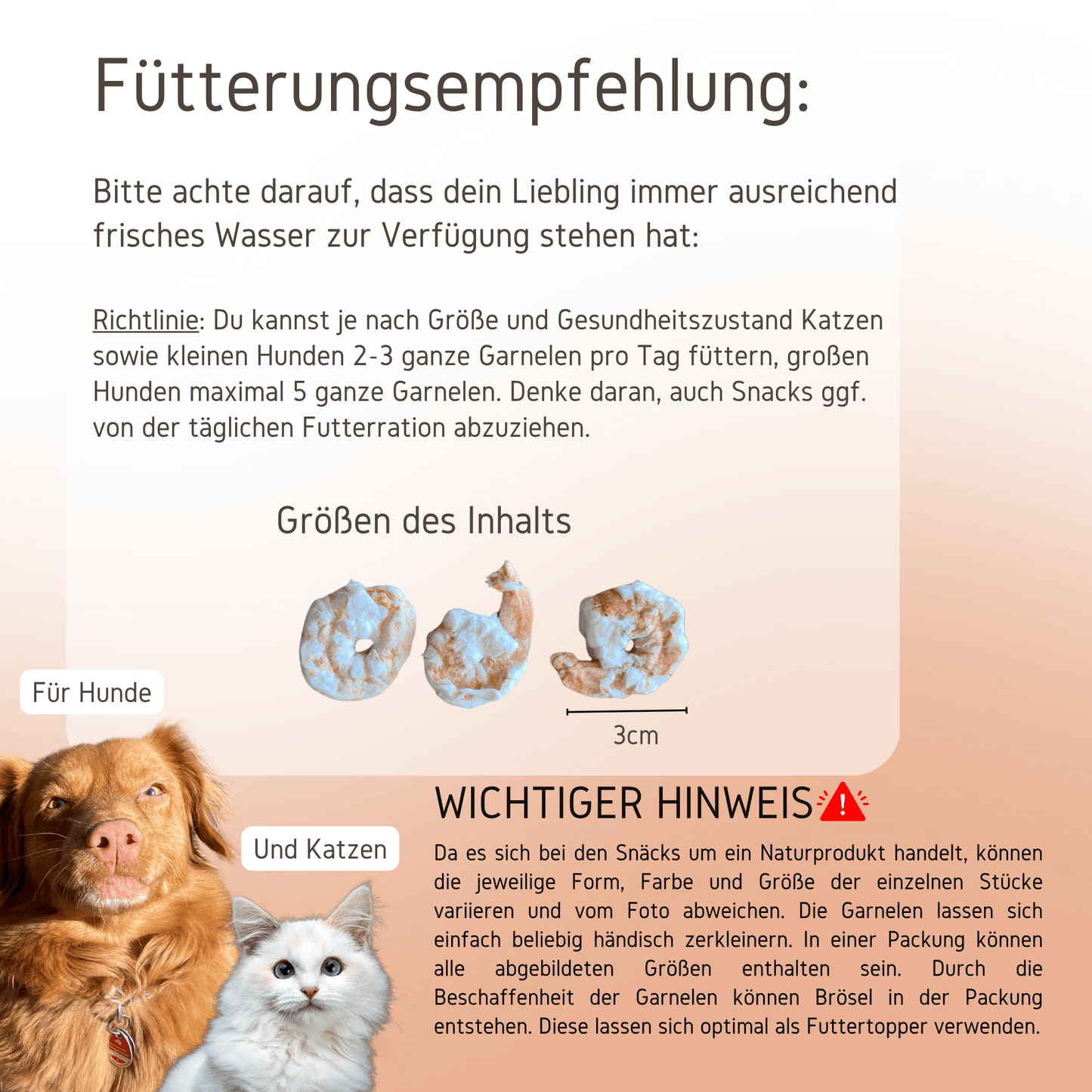 Fütterungsempfehlung Gefriergetrocknete Garnelen