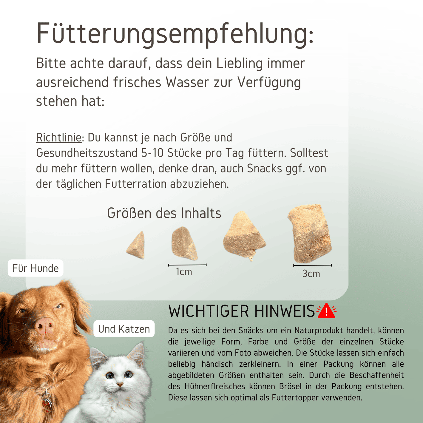 Gefriergetrocknetes Huhn Fütterungsempfehlung
