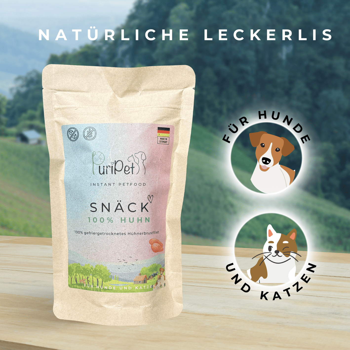 Gefriergetrocknetes Huhn für Hunde und Katzen