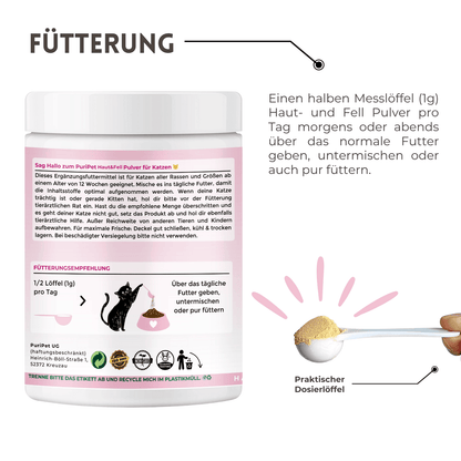 Haut und Fell Pulver für Katzen Fütterung