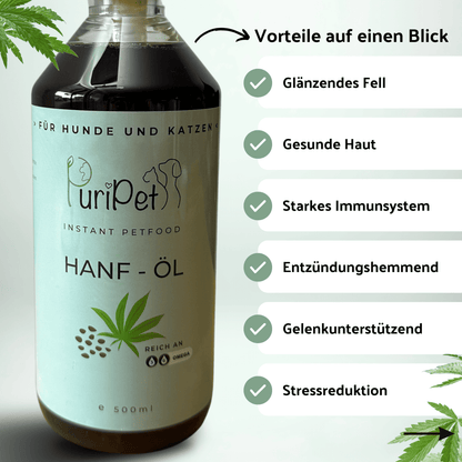 Hanföl von PuriPet für Hunde und Katzen Vorteile
