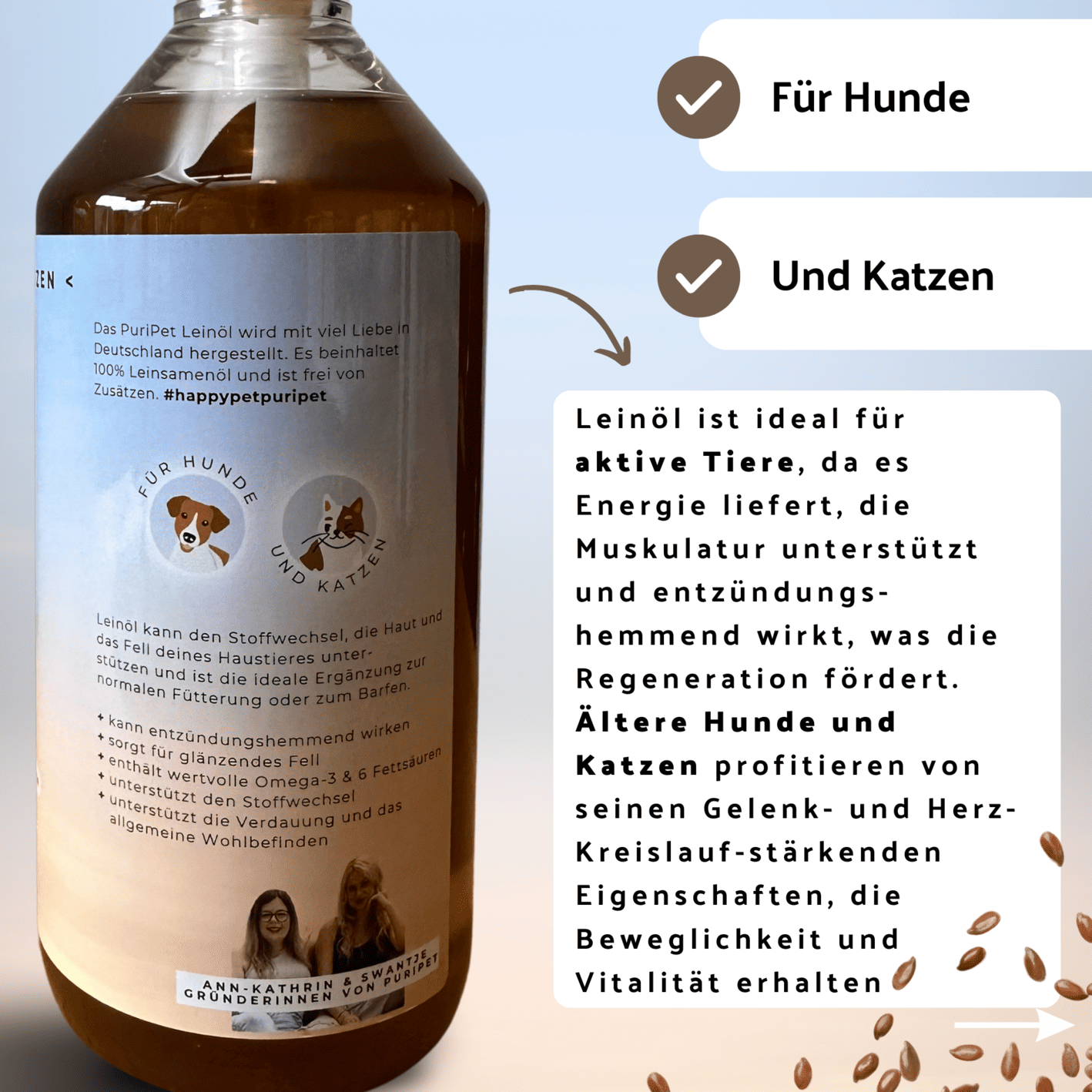 Leinöl von PuriPet für Hunde und Katzen Vorteile