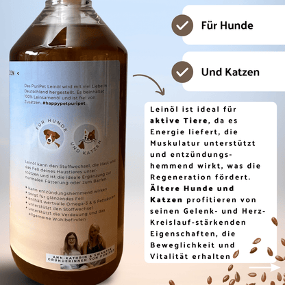 Leinöl von PuriPet für Hunde und Katzen Vorteile