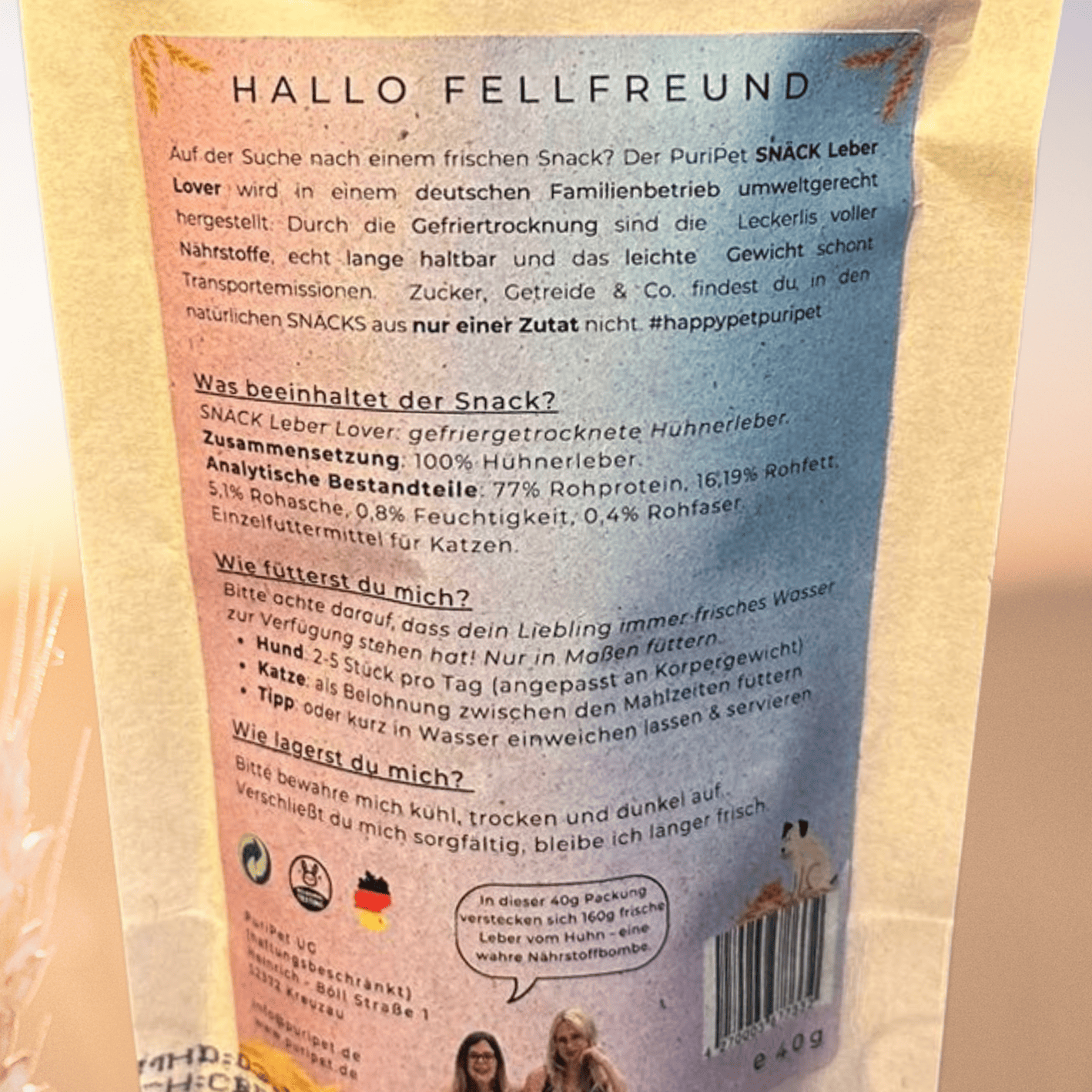 gefriergetrocknete Hühnerleber Rückseite 
