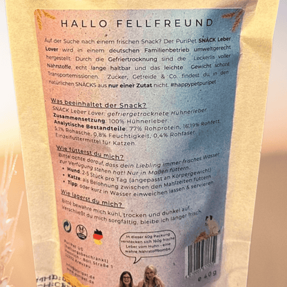 gefriergetrocknete Hühnerleber Rückseite 