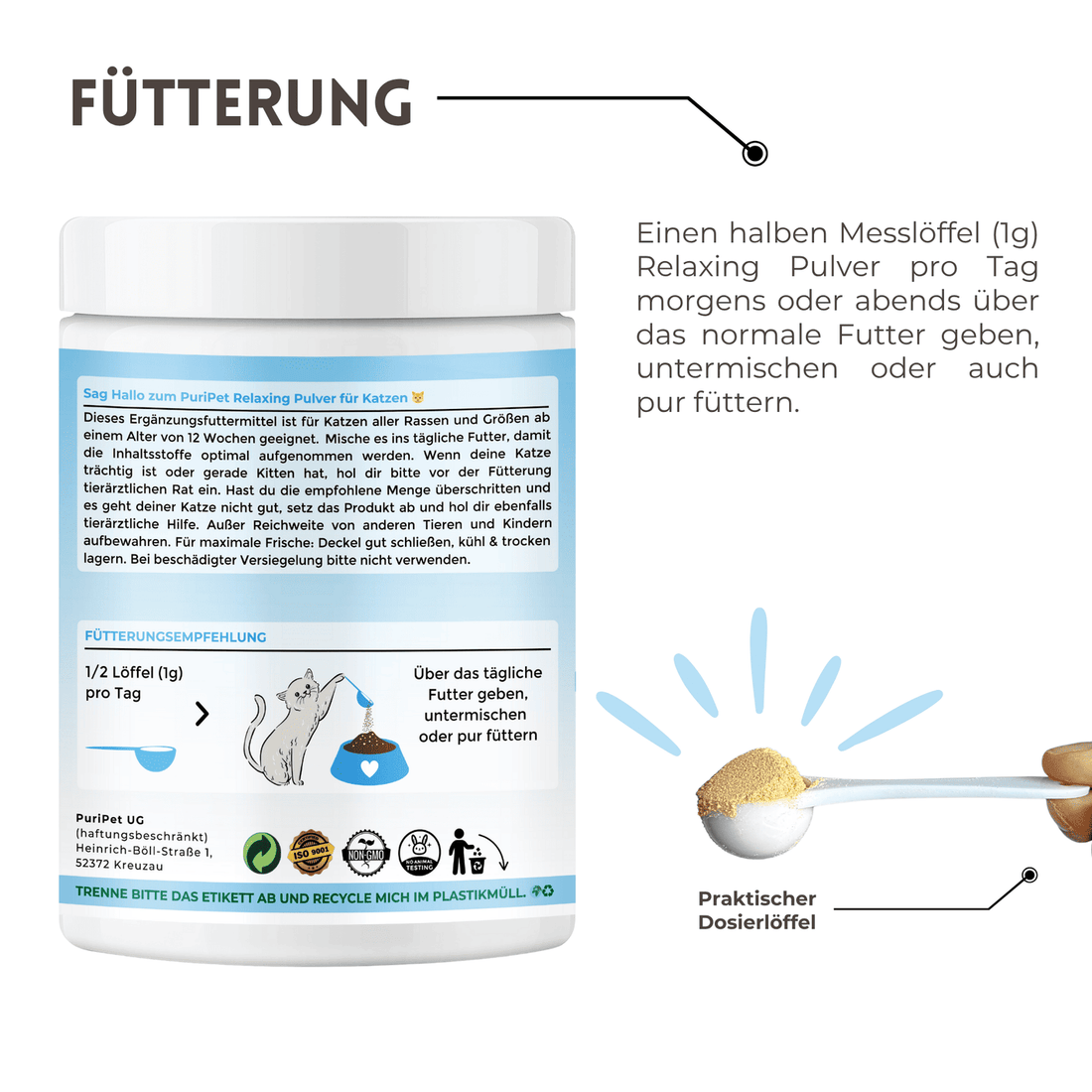 Gelenk Pulver für Katzen Fütterung