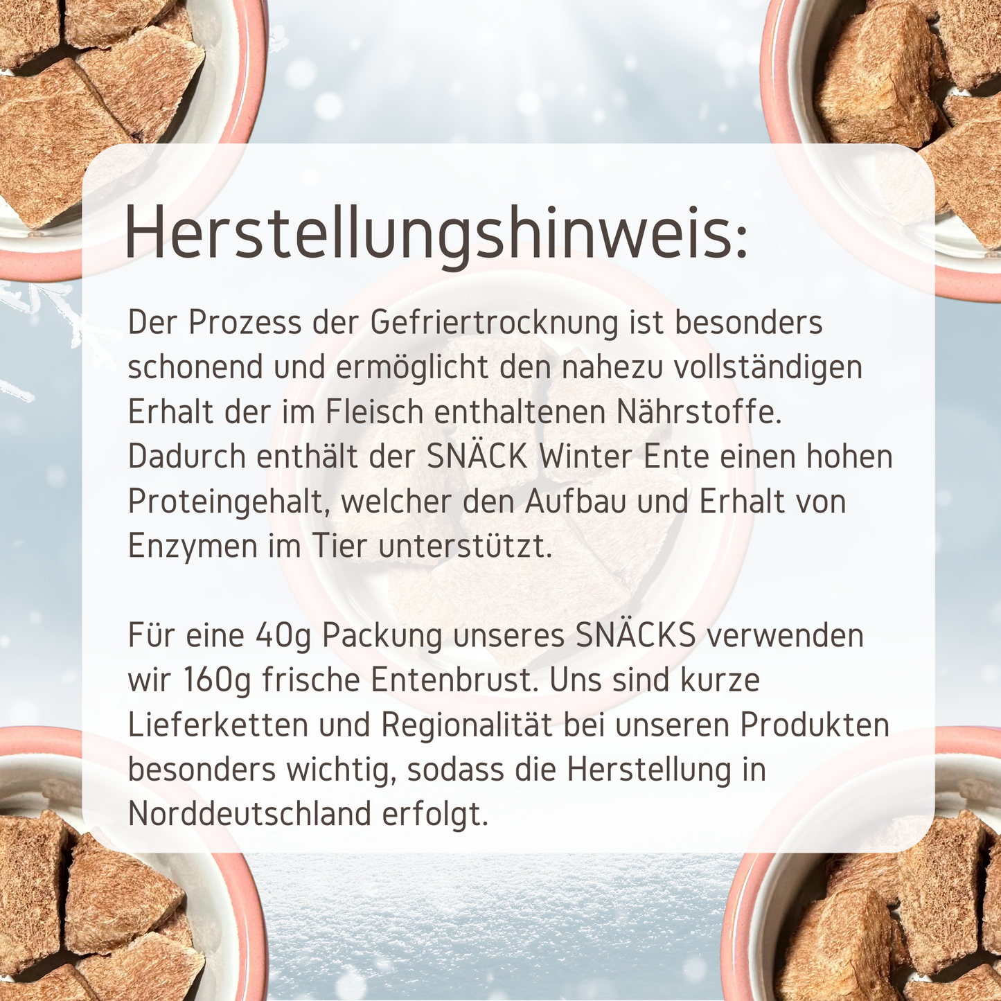 Hestellungshinweis SNÄCK Winter Ente für Hunde und Katzen