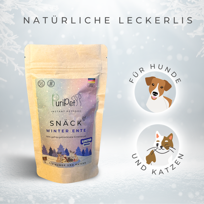 Rückseite Packung SNÄCK Winter Ente für Hunde und Katzen